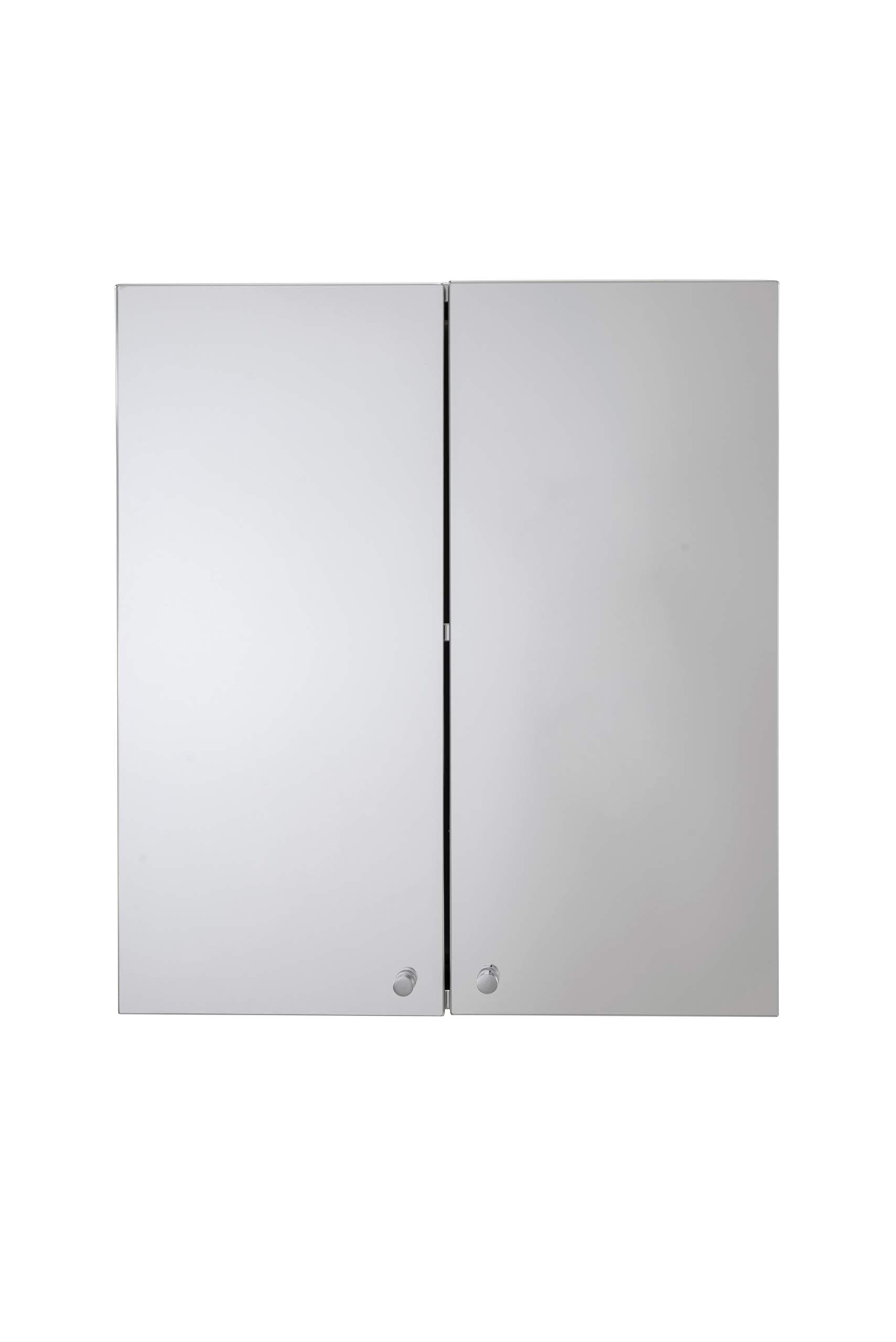 Croydex Carra Bathroom Wall Cabinet - Stainless Steel Bathroom Mirror Cabinet with One Fixed Shelf, Double Mirrored Doors and Fully Assembled (50x45cm)