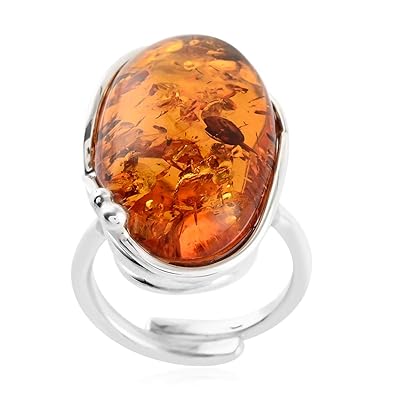 Sterling Silver Adjustable Amber Solitaire Ring Kuwait Ubuy