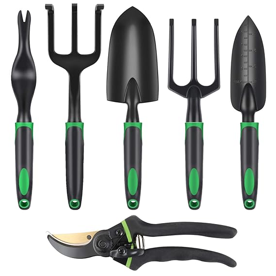 T98 Gartengeräte Set,Gartenwerkzeug Set 6-teiliges Garten Werkzeug Set Gartenschere Kultivator Manuelle Weeder Unkrautgabel P