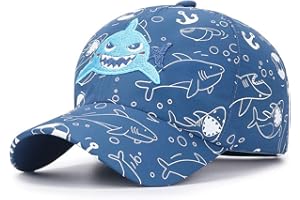 Julerwoo Kids Dinosaur & Shark Baseball Cap Fun Graphic Prints Adjustable Cap Sun Hats
