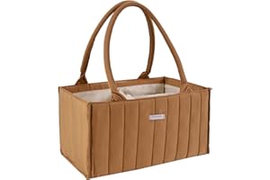 Clearworld Baby Diaper Caddy Organizer,Nursery Storage Basket, Gift for Baby Shower,Baby Registry Must Have,Baby Diaper Caddy Organizer for Diapers and Newborn Essentials,Mocha Brown