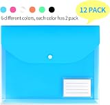 TOOELMON A4 Plastic Wallets 12 Pack Holds 200+ Pages Assorted Colors view 3