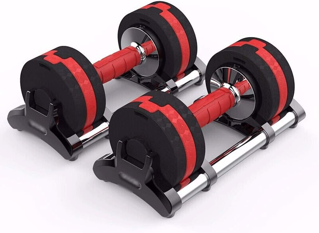 Liudan Weight lifting dumbbell Quick Adjustment Dumbbells, Men's And Women's Removable Yaling Home Fitness Equipment, Black And Red 15KG (pair) Dumbbell