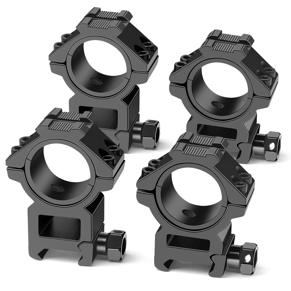 KEENZO Set of 4 Scope Mount Ring 1'' 25.4mm/30mm, Industrial Grade Precision Hight Profile + Medium Profile Universal Barrel Scope Mount Fits 20mm Rail (MD3002+MD3025_Mount)