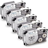 Unismar Replacement for Casio XR-12WE 12mm Black on White Label Tape for Casio KL60 KL-100 KL120 KL-750 KL-780 KL-G2 KL-1500 KL-2000 KL-7000 KL-7200 KL-130 KL-820 EZ Label Maker, 1/2" x 26.2', 5-Pack