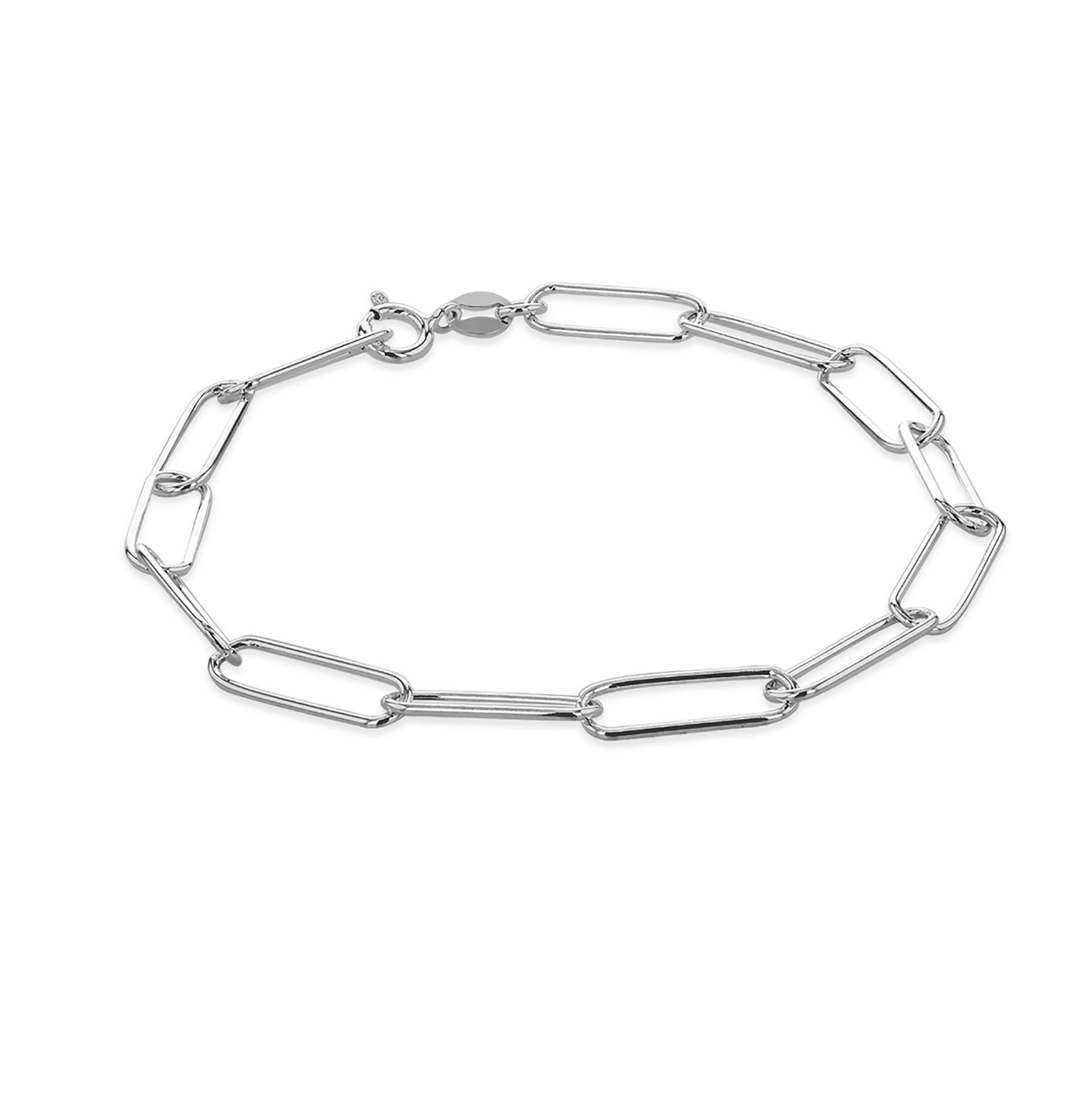 Tuscany Silver Women's Sterling Silver Elongated Cable Chain Bracelet - 19cm/7.5"