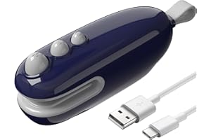 MORNIIE Mini Bag Sealer with Cutter, Rechargeable, Handheld Heat Sealer Machine with Magnetic, Portable Bag Sealer Heat Seal for Keep Food Fresh and Snacks Crispy. Blue