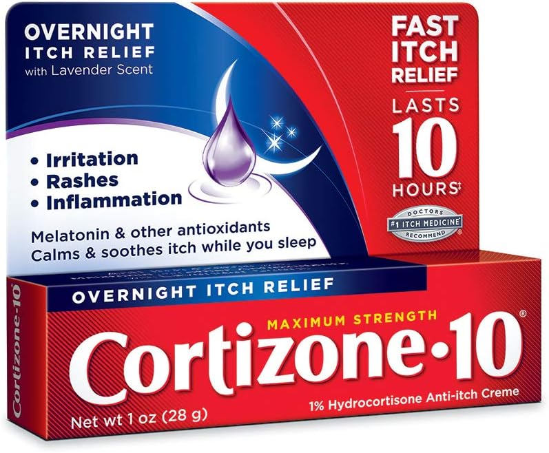 Cortizone 10 Maximum Strength Overnight Itch Relief 1 oz, Lavender Scent, 1% Hydrocortisone Anti-Itch Creme: Health & Personal Care