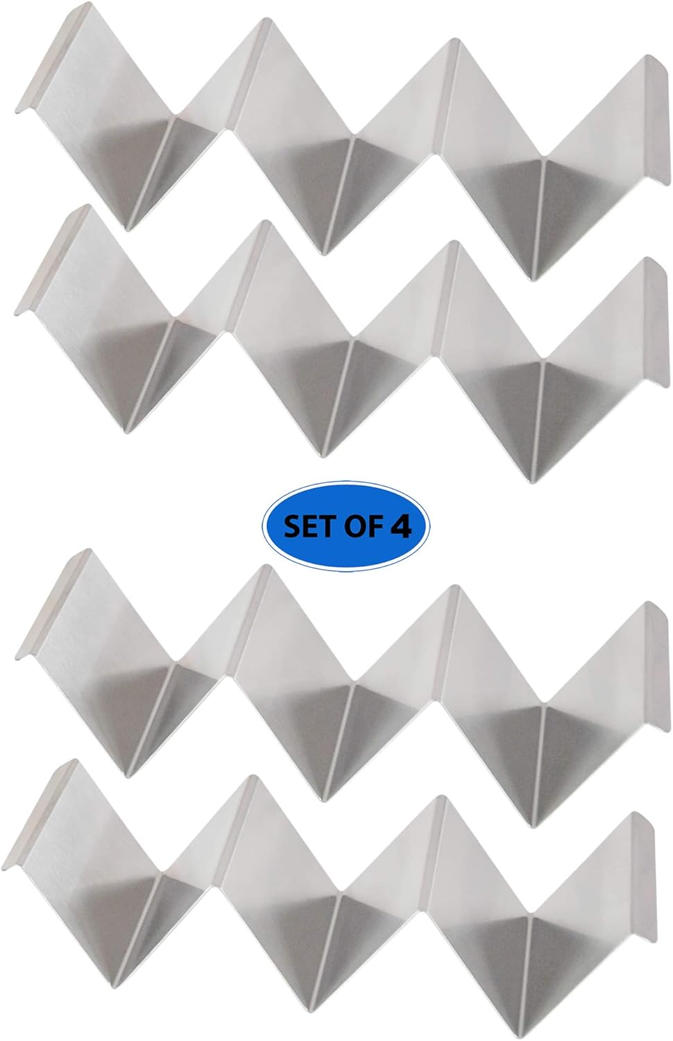 HOME-X Stainless-Steel Taco Shell Holders, Metal Taco Stand, Taco Trays, Each Tray Holds 2 Tacos, Restaurant and Home, Taco Night-Set of 4