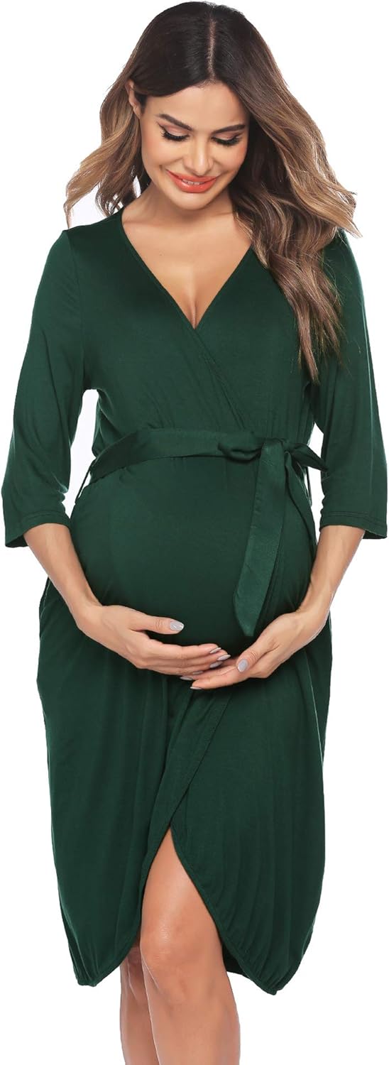Ekouaer Maternity Robe 3 in 1 Labor Delivery Nursing Gown Hospital Breastfeeding Dress Bathrobes at  Women’s Clothing store