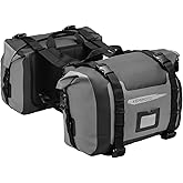 KEMIMOTO PVC Waterproof Motorcycle Saddlebags 50L(25Lx2) Adventure Dual Sport Bike Luggage Bag Saddle Bags Side Bags for Dirtbike Motorbike Travel Motorcycle Panniers Bags Gray