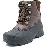 Men's Winter Snow Boots Waterproof Non-Slip Insulated Warm Safe and Durable Outdoor Ski Classic Suede, Non-Slip Rubber Outsole, Cushioned EVA Insoles,Mid-Calf Height Boots