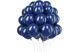 RUBFAC Navy Blue Balloons Latex Party Balloons, 100pcs 12 Inches Dark Blue Balloons for Party Decoration Like Birthday Party, Gender Reveal Graduation, Wedding, Baby Shower (with Blue Ribbon)