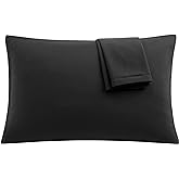uxcell 2 Pack Pillow Cases Soft 1800 Series Microfiber Pillowcases Set with Zipper Standard(20"x26") Black