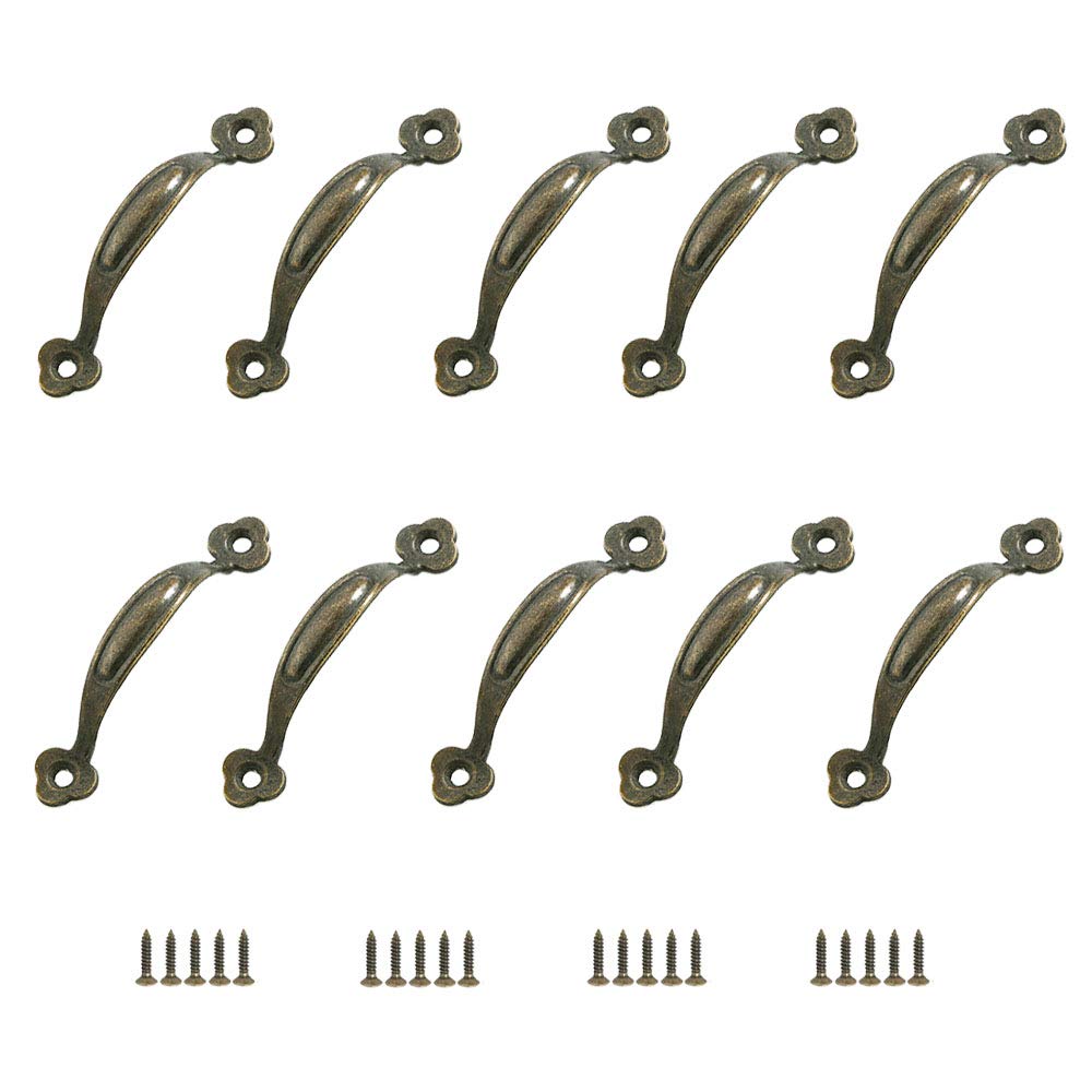 JINXM 10 Retro Rustic Zinc Alloy Furniture Handle Door Knob Handle for Kitchen Barn Door Garden Shed Wooden Cabinet Drawer (80 mm)