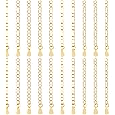 Beebeecraft 1 Box 20Pcs Bracelet Extender Chains 18K Gold Plated Brass Necklace Extenders Cable End Chain with Teardrop Charm Tabs for Jewelry Making (5.3cm/2.08in)