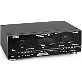 PyleUsa Dual Cassette Deck | Music Recording Device with RCA Cables | Removable Rack Mounting Hardware | CrO2 Tape Selector | Built-in 3 Digit Tape Counter - 110V/220V