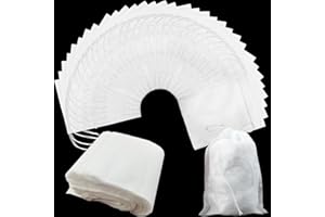 RONYOUNG 300PCS 4" x 4.7" Disposable Tea Filter Bags Tea infusers Empty Muslin Drawstring Seal Filter Tea Bags Drawstring Herb Loose Tea bag for Brew Tea Cold Brew Coffee