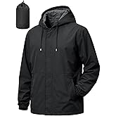 UIQUR Men's Rain Jacket Waterproof Windbreaker Raincoat Cycling Running Hiking Golf Travel Gear Hood Lightweight Packable