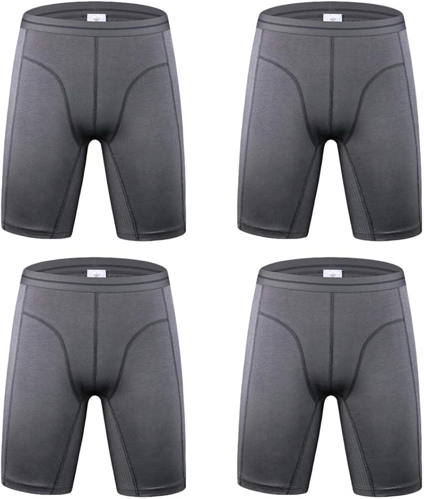 RioRiva No Fly Men’s Boxer Shorts Briefs Long Leg 4Pack Black White