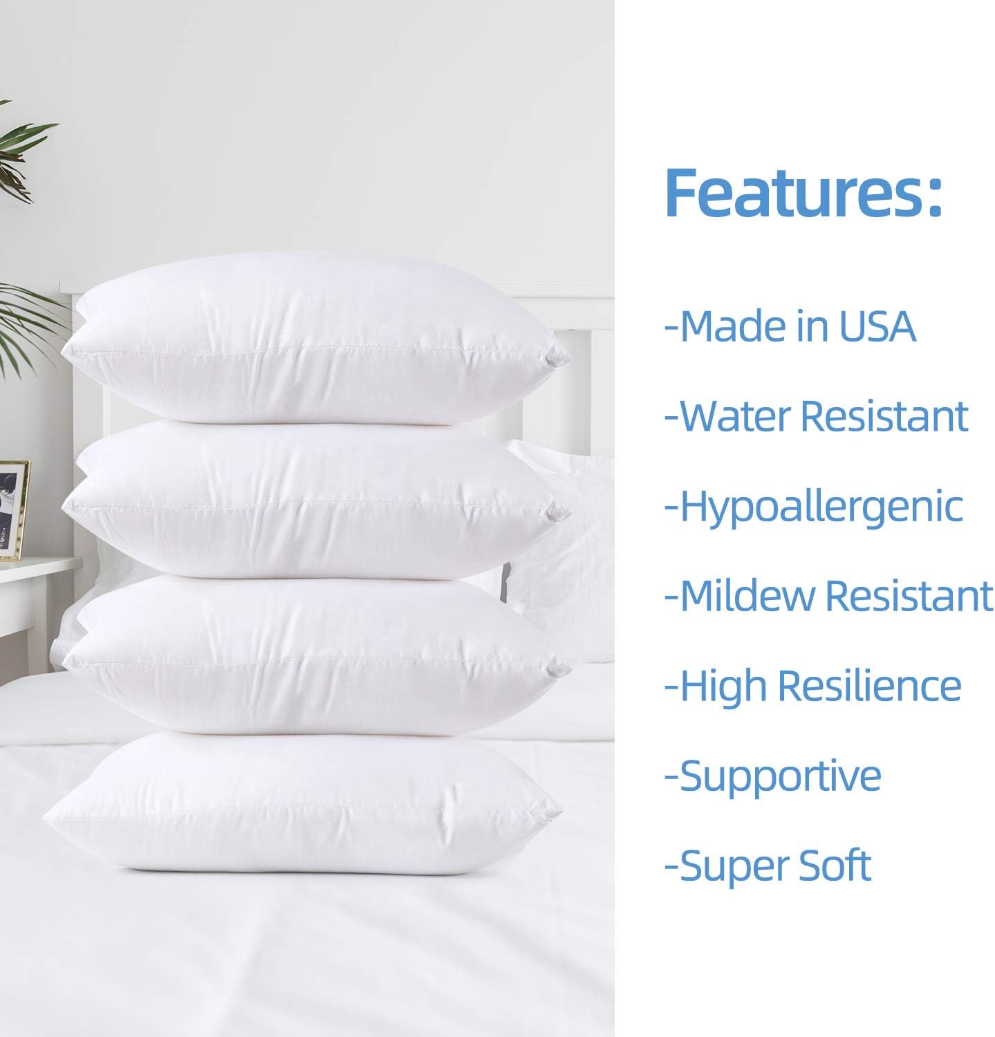 Calibrate Timing 18 x 18 Pillow Inserts Outdoor, Water Resistant Hypoallergenic Square Decorative Throw Pillow Cushion Stuffer Forms Couch Sham - 18 x 18 inches Pack of 4: Home & Kitchen