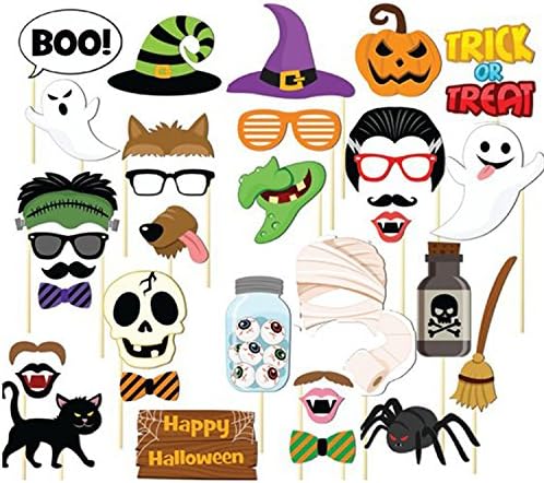 Halloween Photo Booth Props 35pcs - Dtzzou Funny Photo Booth Props for Halloween Party Decorations