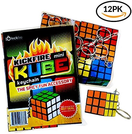 KickFire Mini Kube® Keychain Party Favor 12 Pack | Perfect Magic Puzzle for Parties &amp; Toy Collections | Mini Puzzle Cube to Accessorize Keys, Hook to Backpacks | Great Color Cube Game as Prizes