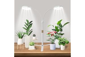 GYTF Grow Light Dual Ring 3.5" with Base, 122 LEDs 6000K White Full Spectrum Gooseneck Plant Lamp for Indoor Desk Plants, Dimmable & Height Adjustable 9-16", Timer 4/8/12/18Hrs