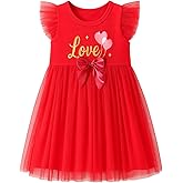 HILEELANG Toddler Girl Dress Tulle Party Outfit with Bow Sweet Holiday Spring Summer Clothes for Kids 2–7 Years