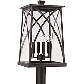Capital Lighting 946543OZ Marshall Clear Glass Outdoor Post Lantern, 4-Light 240 Total Watts, 22" H x 12" W, Oiled Bronze