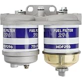 Double Fuel Filter Assembly Compatible With Ford Tractor Vehicle 2000 2600 2610 2910 3000 3600 3610 4600 4610 5000 7600 New Holland NH Universal With Glass Bowl, Replaces# 7111-296 EBPN9N166AA