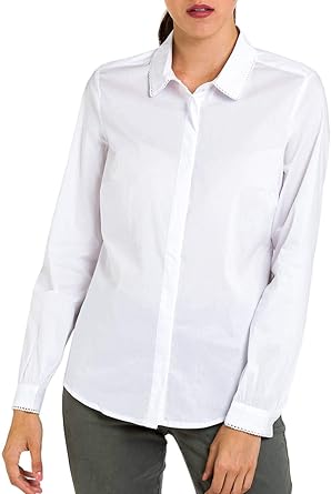 Naf Naf Camisa Blanco Puntilla para Mujer 38 Blanco: Amazon.es: Ropa y accesorios