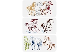 FINGERINSPIRE 3pcs Horse Border Stencil, 11.8x5.9in Running, Walking, Jumping Horse Drawing Templates for Wall, Tile, Floor, Wood