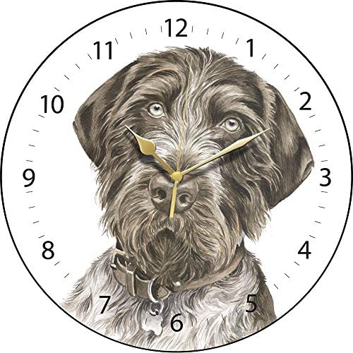 German Wirehaired Pointer Dog Gift - Beautiful Quality 28cm Boxed Wall Clock, made in the UK. Makes a wonderful gift.