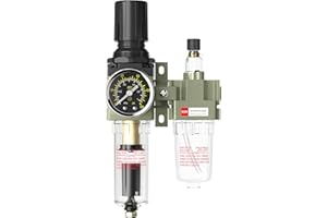 CNZG PNEU AC2010-02 Pneumatic Air Compressor Water Separator Regulator Filter Compressed for Accessories Parts Pressure with Gauge 1/4 Auto Drain Automatic Filter