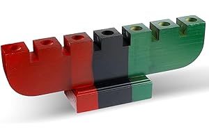 Sliner Kwanzaa Kinara Candle Holder Candle Handmade Wooden Holder for Table Taper Candles Candlesticks Decorations (Mixed Color)