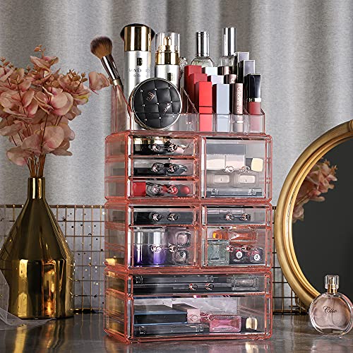 Makeup Organizer Countertop Acrylic,4 Piece Stackable Design Make Up
