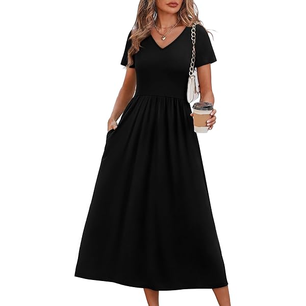 midi sun dresses for women Black Dresses for Women Sleeveless Flowy Midi Dresses for Women Maxi Beach  Vacation Spring Summer Dress Sundresses for Women Casual Wedding Guest  Graduation Dress Solid Black S at Amazon Women's Clothing store