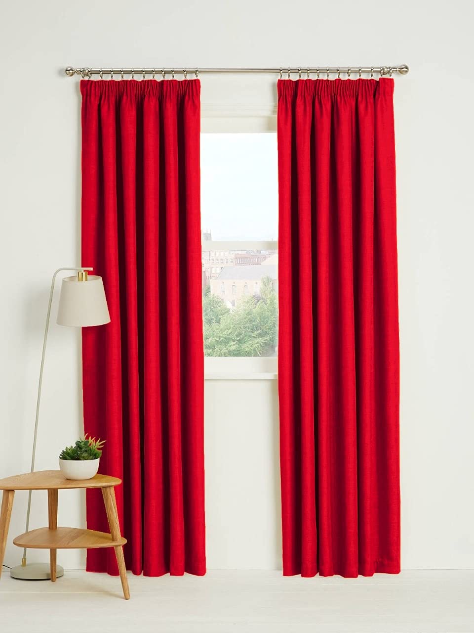 Kinfolk Textile Blackout Thermal Pencil Pleat Tape Top Insulated Pair of Blackout Curtains Including 2 Tiebacks (Red, 66" x 72")