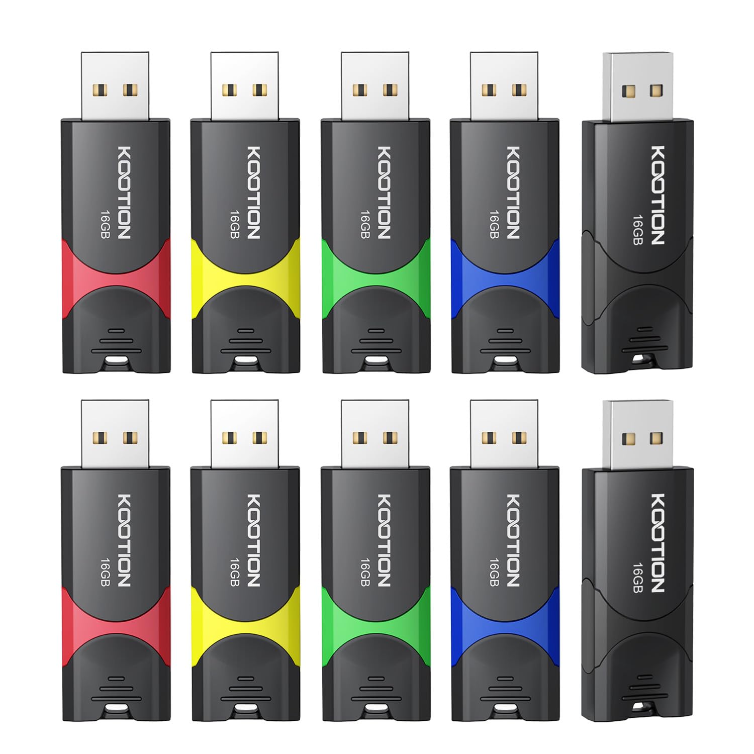 16 GB USB 2.0 Stick 10-Pack, KOOTION USB Memory Flash Drive USB 2.0 Stick 16 GB Thumb Drive USB Drive with LED Indicator for Data Storage Jump Drive (16GB 10Pack Mixcolor) — image 1