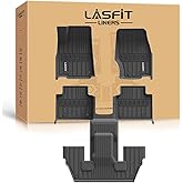 LASFIT Floor Mats for Jeep Grand Cherokee L 2021-2025 2026 (ONLY for 6-Passengers Without Center Console) All Weather TPE Custom Fit Car Mats Floor Liners 1st & 2nd & 3th Row, Black