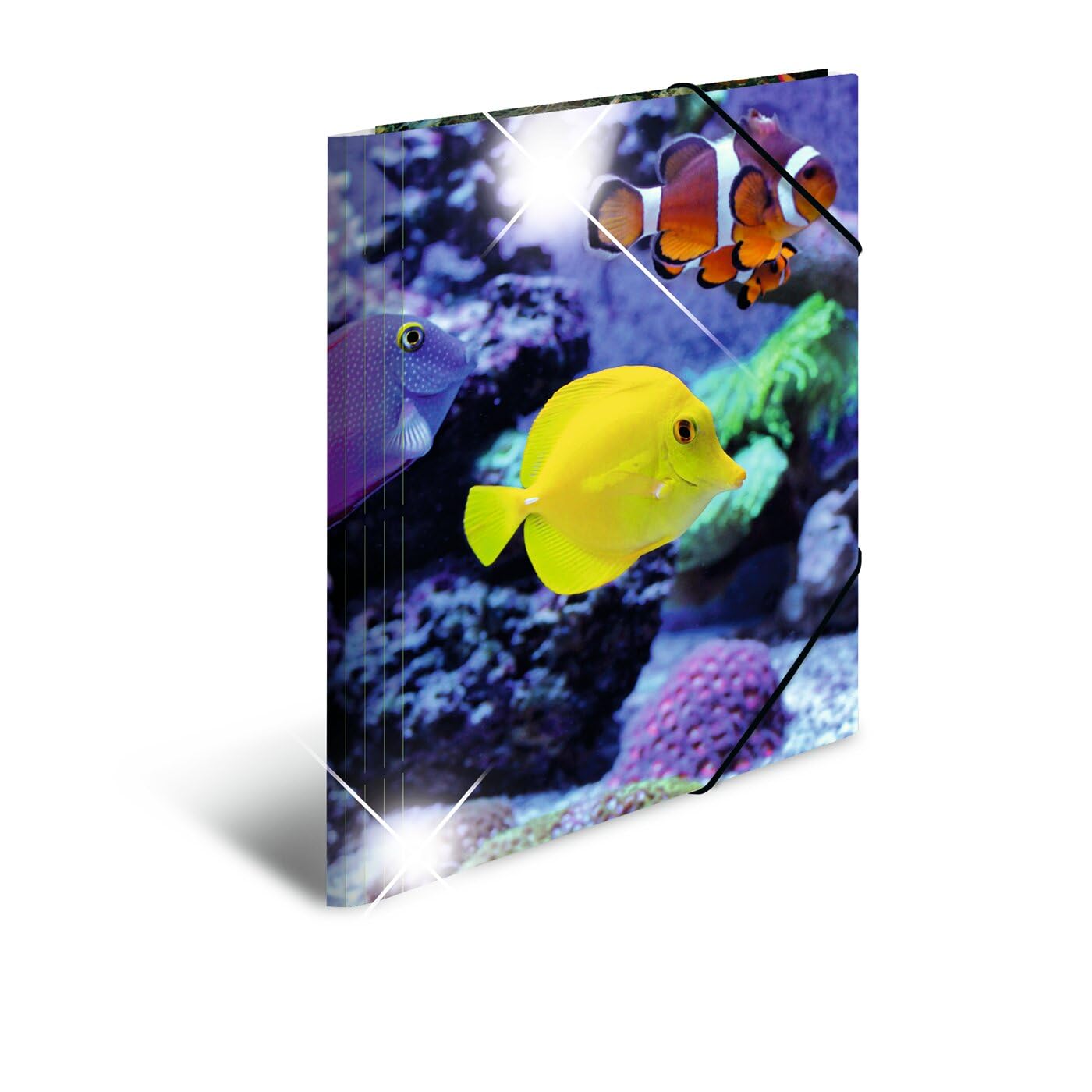 HERMA Elastic Folder Animals with Fish Motif, A4, Glossy Plastic, with Inner Print, 1 Span Folder