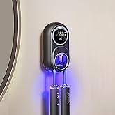 Wall Mounted Toothbrush Holder with Auto-Inductive Cover,Clean, Dry,LED Smart Screen,Electric Toothbrush Holder with 2 Toothbrush Slots for Home, Travel,Toothbrush Holders for Bathrooms (Black)