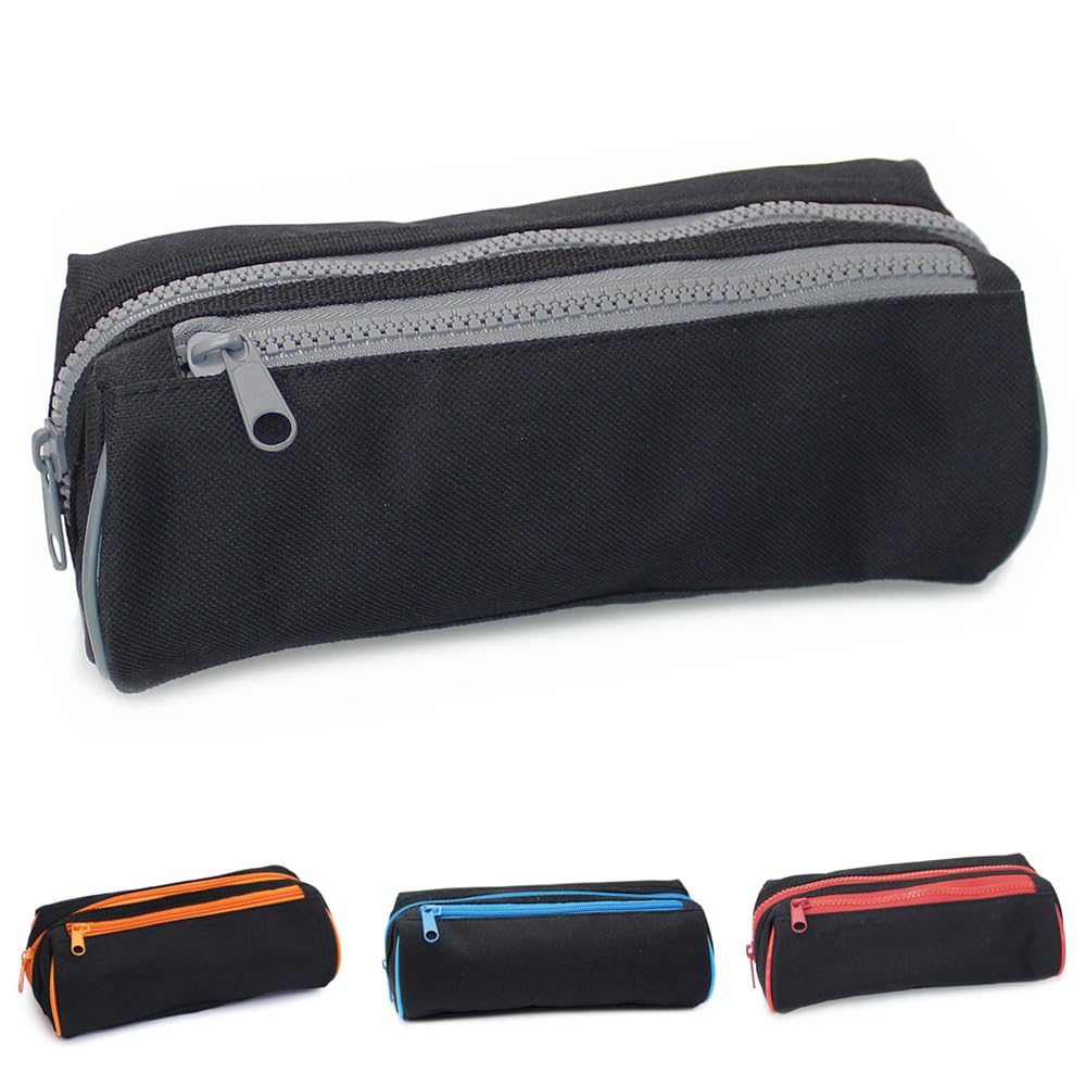Fashion Stationery Black Pencil Case Girls Boys Teenagers Kids Children's Large Sporty School Pencil Cases with 2 Zips (Grey)
