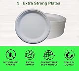 REAL ACCESSORIES 9in Pack of 50 Large Premium Strong Biodegradable Plates view 2