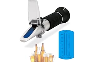 KOPARNEED Brix Refractometer with Dual Scale - Specific Gravity & Brix, High Precision Handheld Refractometer Hydrometer with ATC for Beer Brewing Wine Making, Home Brewing Kit