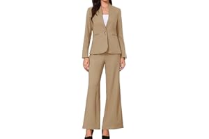 Allegra K Business Suit for Women's 2 Piece Collarless Matching Set Work Outfit Blazer and Pants Sets