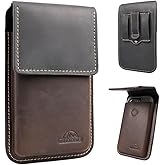 Topstache Cell Phone Holster with Belt Clip - Magnetic Closure Leather Cell Phone Case for Galaxy S25/S24/S23/S22 - Leather Belt Holder Pouch for iPhone 17/16/15/14/13/12, L,Mixbrown