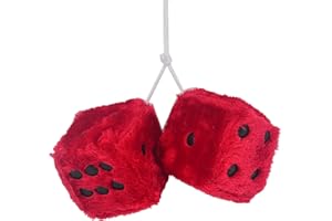 2PCS Car Mirror Hanging Plush Dice, 7.5 * 7.5CM Fluffy Dice Hanging for Car Interior Decoration, Car Accessories Rear View Mi
