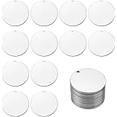 MECCANIXITY 25Pcs Stainless Steel Blank Stamping Tag Engraved Stainless Steel Round Charm Pendant with Holes 40mm/1.57" Silver for Pendant Bracelet Necklace Jewelry Making Earring